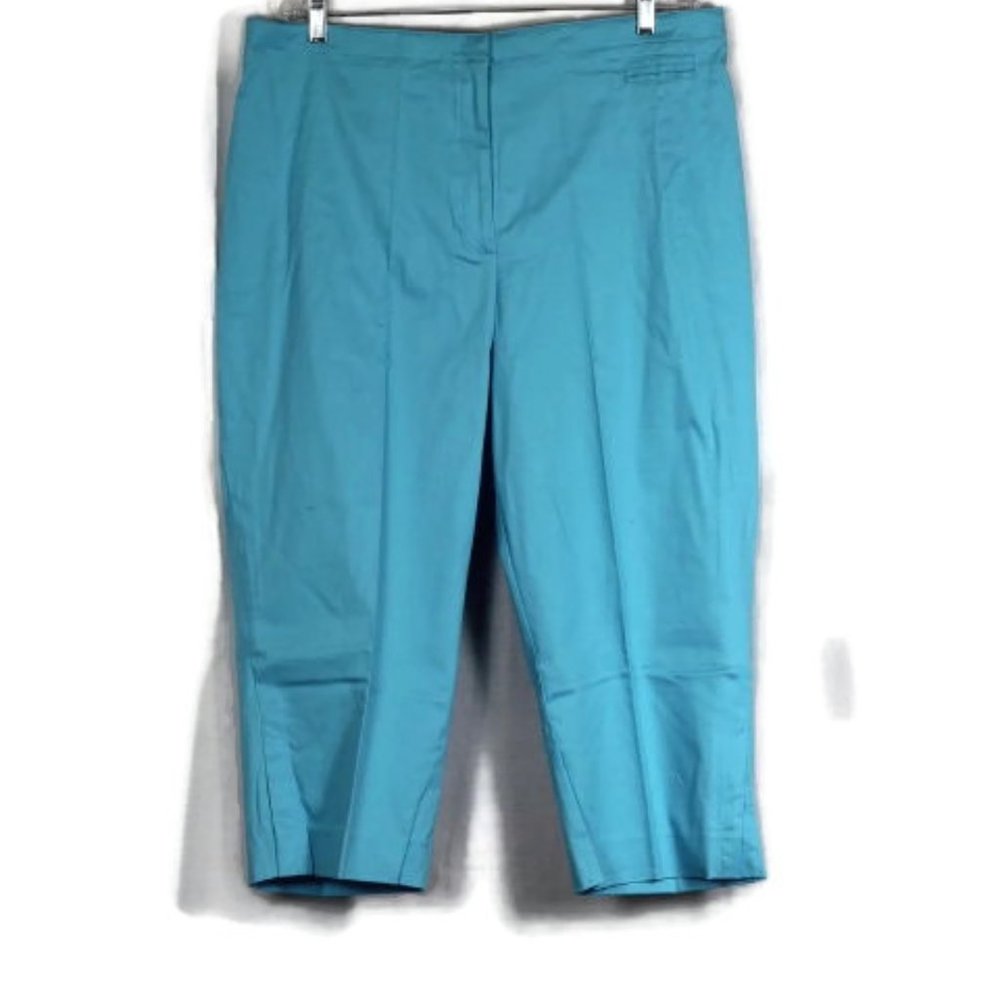 J H Collectibles Stretch Blue Women's Cropped Pants Zip Closure 20W 043